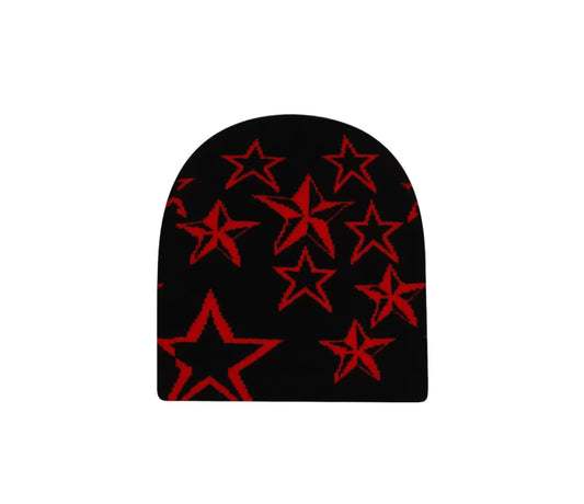 Y2K Style Beanie Rot/Schwarz