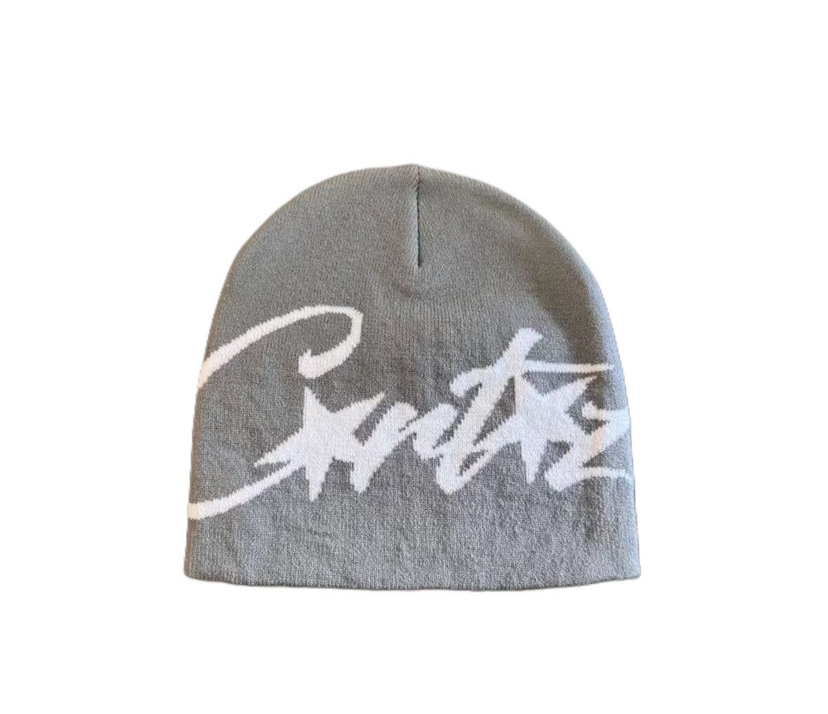 Y2K Style Beanie Grau/Weiß