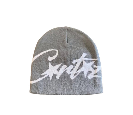 Y2K Style Beanie Grau/Weiß