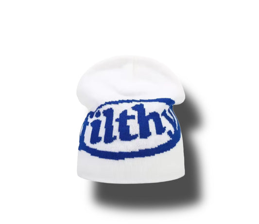 Y2K Style Beanie Blau/Weiß