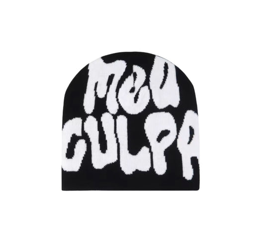 Y2K Style Beanie Schwarz/Weiß