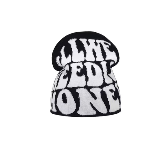 Y2K Style Beanie Schwarz/Weiß