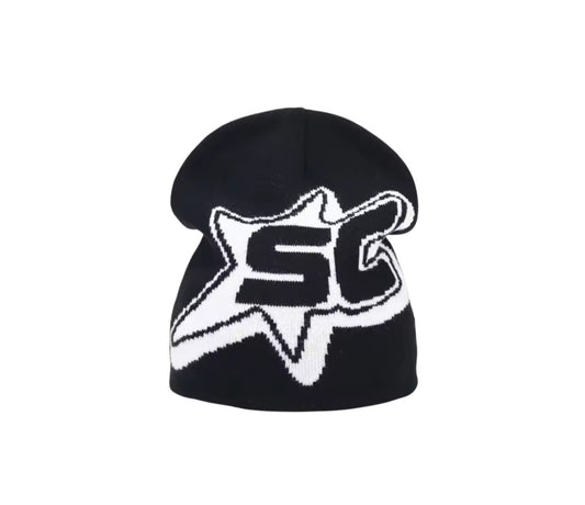 Y2K Style Beanie Schwarz/Weiß