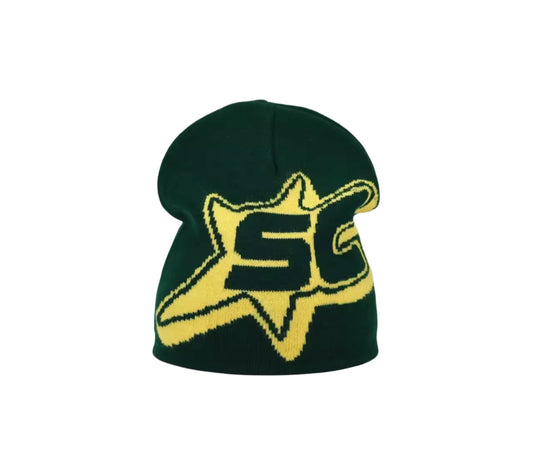 Y2K Style Beanie Grün/Gelb