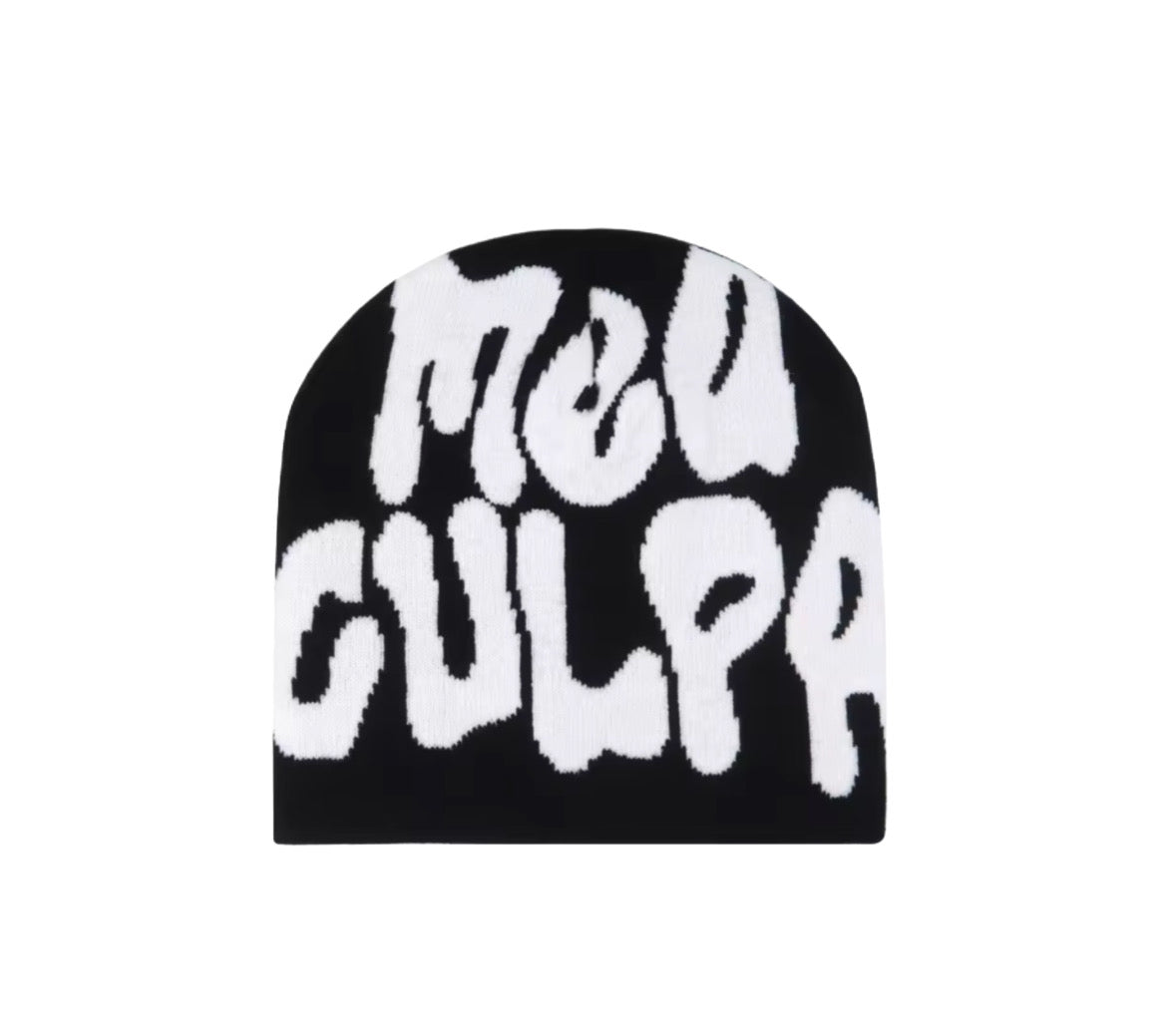 Y2K Style Beanie Schwarz/Weiß