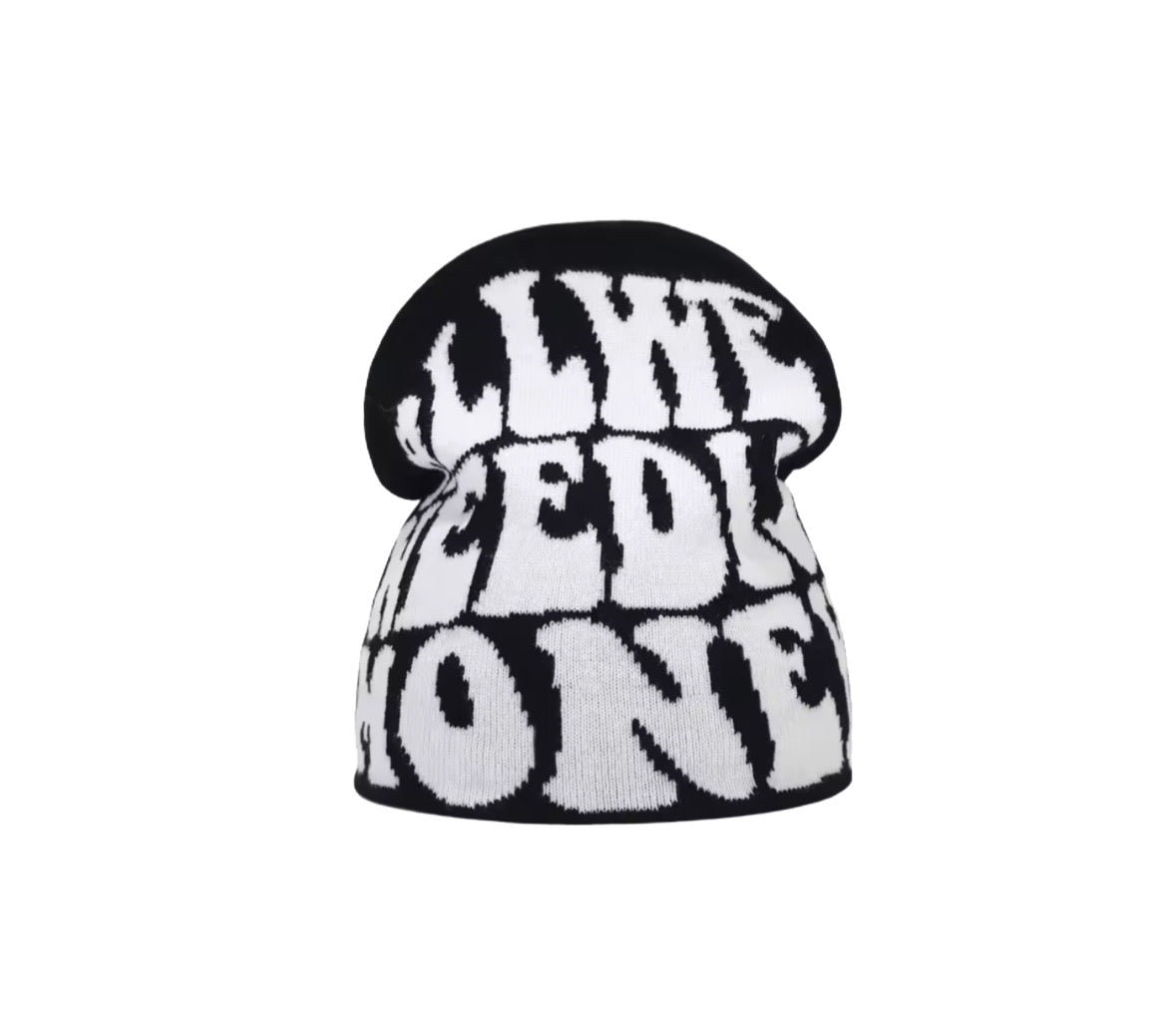 Y2K Style Beanie Schwarz/Weiß